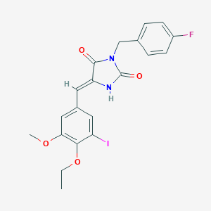 molecular formula C20H18FIN2O4 B297294 5-(4-Ethoxy-3-iodo-5-methoxybenzylidene)-3-(4-fluorobenzyl)imidazolidine-2,4-dione 