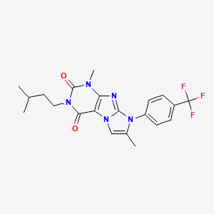 molecular formula C21H22F3N5O2 B2972946 3-isopentyl-1,7-dimethyl-8-(4-(trifluoromethyl)phenyl)-1H-imidazo[2,1-f]purine-2,4(3H,8H)-dione CAS No. 904372-15-2