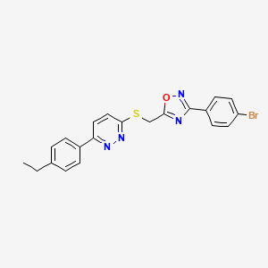 molecular formula C21H17BrN4OS B2972947 3-({[3-(4-Bromophenyl)-1,2,4-oxadiazol-5-yl]methyl}thio)-6-(4-ethylphenyl)pyridazine CAS No. 1115285-28-3