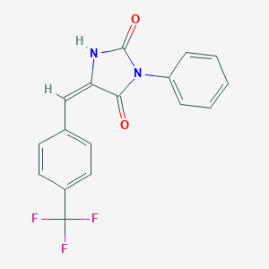 molecular formula C17H11F3N2O2 B297295 3-Phenyl-5-[4-(trifluoromethyl)benzylidene]imidazolidine-2,4-dione 