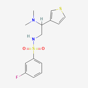 molecular formula C14H17FN2O2S2 B2972953 N-[2-(dimethylamino)-2-(thiophen-3-yl)ethyl]-3-fluorobenzene-1-sulfonamide CAS No. 946248-86-8