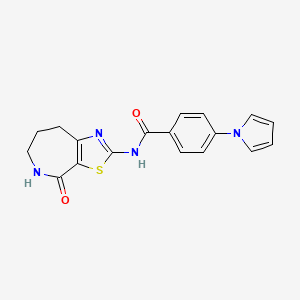 molecular formula C18H16N4O2S B2972954 N-(4-oxo-5,6,7,8-tetrahydro-4H-thiazolo[5,4-c]azepin-2-yl)-4-(1H-pyrrol-1-yl)benzamide CAS No. 1797188-13-6