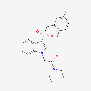 molecular formula C23H28N2O3S B2972955 2-(3-((2,5-dimethylbenzyl)sulfonyl)-1H-indol-1-yl)-N,N-diethylacetamide CAS No. 878057-71-7