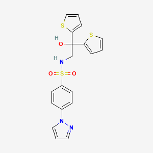 N-(2-hydroxy-2,2-di(thiophen-2-yl)ethyl)-4-(1H-pyrazol-1-yl)benzenesulfonamide