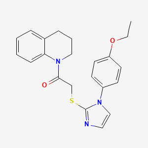 molecular formula C22H23N3O2S B2972958 1-(3,4-dihydro-2H-quinolin-1-yl)-2-[[1-(4-ethoxyphenyl)-2-imidazolyl]thio]ethanone CAS No. 688336-21-2