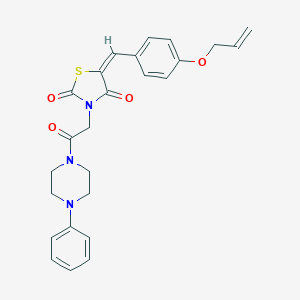 molecular formula C25H25N3O4S B297296 (5E)-3-[2-oxo-2-(4-phenylpiperazin-1-yl)ethyl]-5-[4-(prop-2-en-1-yloxy)benzylidene]-1,3-thiazolidine-2,4-dione 