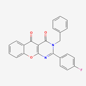 molecular formula C24H15FN2O3 B2972961 3-benzyl-2-(4-fluorophenyl)-3H-chromeno[2,3-d]pyrimidine-4,5-dione CAS No. 883954-52-7