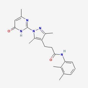 molecular formula C21H25N5O2 B2972964 3-(3,5-dimethyl-1-(4-methyl-6-oxo-1,6-dihydropyrimidin-2-yl)-1H-pyrazol-4-yl)-N-(2,3-dimethylphenyl)propanamide CAS No. 1171241-48-7