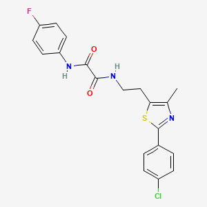 molecular formula C20H17ClFN3O2S B2972970 N-{2-[2-(4-chlorophenyl)-4-methyl-1,3-thiazol-5-yl]ethyl}-N'-(4-fluorophenyl)ethanediamide CAS No. 895800-57-4