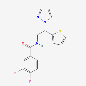 molecular formula C16H13F2N3OS B2972971 N-(2-(1H-吡唑-1-基)-2-(噻吩-2-基)乙基)-3,4-二氟苯甲酰胺 CAS No. 2034269-42-4