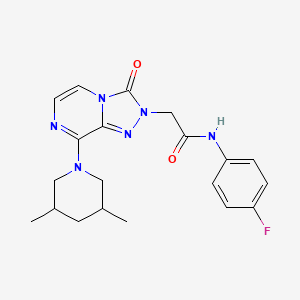 molecular formula C20H23FN6O2 B2972977 2-(8-(3,5-二甲基哌啶-1-基)-3-氧代-[1,2,4]三唑并[4,3-a]嘧啶-2(3H)-基)-N-(4-氟苯基)乙酰胺 CAS No. 1251679-10-3