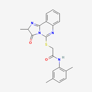 molecular formula C21H20N4O2S B2972981 N-(2,5-dimethylphenyl)-2-((2-methyl-3-oxo-2,3-dihydroimidazo[1,2-c]quinazolin-5-yl)thio)acetamide CAS No. 1008085-05-9