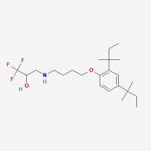 molecular formula C23H38F3NO2 B2972982 3-({4-[2,4-Di(tert-pentyl)phenoxy]butyl}amino)-1,1,1-trifluoro-2-propanol CAS No. 477858-41-6