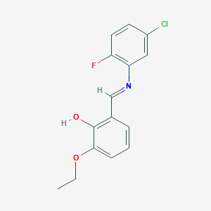 molecular formula C15H13ClFNO2 B2972986 2-{(E)-[(5-chloro-2-fluorophenyl)imino]methyl}-6-ethoxyphenol CAS No. 1232826-82-2