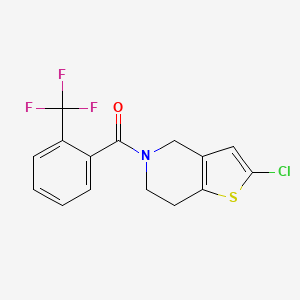 molecular formula C15H11ClF3NOS B2972990 (2-chloro-6,7-dihydrothieno[3,2-c]pyridin-5(4H)-yl)(2-(trifluoromethyl)phenyl)methanone CAS No. 2034608-58-5