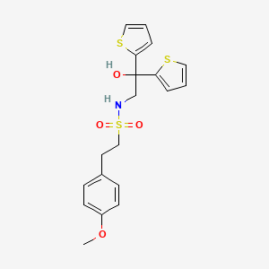 N-(2-hydroxy-2,2-di(thiophen-2-yl)ethyl)-2-(4-methoxyphenyl)ethanesulfonamide