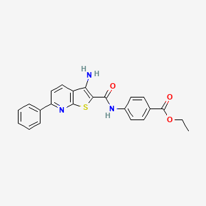 molecular formula C23H19N3O3S B2972999 Ethyl 4-(3-amino-6-phenylthieno[2,3-b]pyridine-2-carboxamido)benzoate CAS No. 866126-91-2