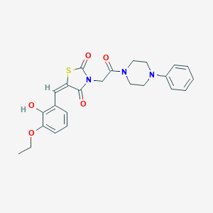 molecular formula C24H25N3O5S B297300 (5E)-5-(3-ethoxy-2-hydroxybenzylidene)-3-[2-oxo-2-(4-phenylpiperazin-1-yl)ethyl]-1,3-thiazolidine-2,4-dione 
