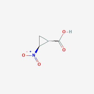 molecular formula C4H5NO4 B2973002 (1S,2S)-2-nitrocyclopropanecarboxylic acid CAS No. 1820574-55-7; 22882-43-5