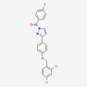 molecular formula C23H15Cl2FN2O2 B2973009 [3-[4-[(2,4-Dichlorophenyl)methoxy]phenyl]pyrazol-1-yl]-(4-fluorophenyl)methanone CAS No. 477711-57-2