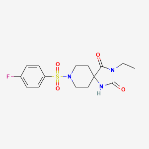molecular formula C15H18FN3O4S B2973015 3-Ethyl-8-((4-fluorophenyl)sulfonyl)-1,3,8-triazaspiro[4.5]decane-2,4-dione CAS No. 923233-74-3