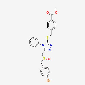 molecular formula C25H22BrN3O3S2 B2973018 methyl 4-{[(5-{[(4-bromobenzyl)sulfinyl]methyl}-4-phenyl-4H-1,2,4-triazol-3-yl)sulfanyl]methyl}benzenecarboxylate CAS No. 344274-93-7