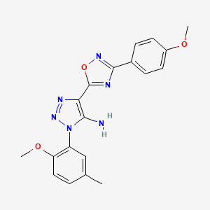 molecular formula C19H18N6O3 B2973019 1-(2-methoxy-5-methylphenyl)-4-[3-(4-methoxyphenyl)-1,2,4-oxadiazol-5-yl]-1H-1,2,3-triazol-5-amine CAS No. 892747-33-0