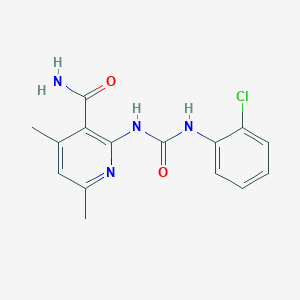 molecular formula C15H15ClN4O2 B2973021 2-{[(2-Chloroanilino)carbonyl]amino}-4,6-dimethylnicotinamide CAS No. 338975-92-1