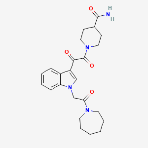 molecular formula C24H30N4O4 B2973032 1-(2-(1-(2-(氮杂环-1-基)-2-氧代乙基)-1H-吲哚-3-基)-2-氧代乙酰基)哌啶-4-甲酰胺 CAS No. 887225-59-4