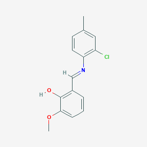 molecular formula C15H14ClNO2 B2973043 2-{(E)-[(2-chloro-4-methylphenyl)imino]methyl}-6-methoxyphenol CAS No. 1232826-36-6