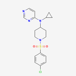 molecular formula C18H21ClN4O2S B2973090 N-[1-(4-Chlorophenyl)sulfonylpiperidin-4-yl]-N-cyclopropylpyrimidin-4-amine CAS No. 2380172-59-6