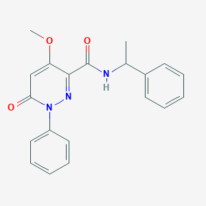 molecular formula C20H19N3O3 B2973096 4-methoxy-6-oxo-1-phenyl-N-(1-phenylethyl)-1,6-dihydropyridazine-3-carboxamide CAS No. 1005296-56-9