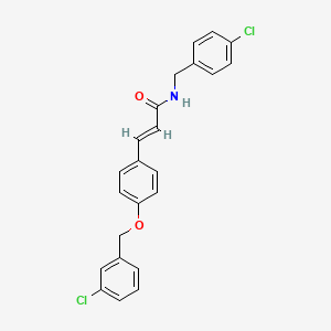 molecular formula C23H19Cl2NO2 B2973104 (E)-N-(4-chlorobenzyl)-3-{4-[(3-chlorobenzyl)oxy]phenyl}-2-propenamide CAS No. 477871-18-4