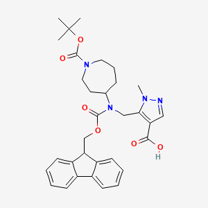 5-[[9H-Fluoren-9-ylmethoxycarbonyl-[1-[(2-methylpropan-2-yl)oxycarbonyl]azepan-4-yl]amino]methyl]-1-methylpyrazole-4-carboxylic acid
