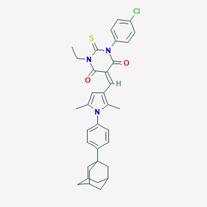 molecular formula C35H36ClN3O2S B297311 5-({1-[4-(1-adamantyl)phenyl]-2,5-dimethyl-1H-pyrrol-3-yl}methylene)-1-(4-chlorophenyl)-3-ethyl-2-thioxodihydropyrimidine-4,6(1H,5H)-dione 