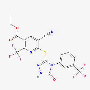 Ethyl 5-cyano-6-({4-[3-(trifluoromethyl)phenyl]-4,5-dihydro-1,2,4-triazol-5-one}thio)-2-(trifluoromethyl)nicotinate