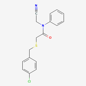 molecular formula C17H15ClN2OS B2973129 2-{[(4-chlorophenyl)methyl]sulfanyl}-N-(cyanomethyl)-N-phenylacetamide CAS No. 1038064-61-7