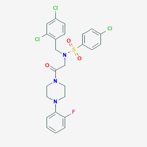 molecular formula C25H23Cl3FN3O3S B297313 4-chloro-N-(2,4-dichlorobenzyl)-N-{2-[4-(2-fluorophenyl)piperazin-1-yl]-2-oxoethyl}benzenesulfonamide 