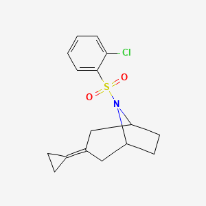 molecular formula C16H18ClNO2S B2973132 8-(2-Chlorobenzenesulfonyl)-3-cyclopropylidene-8-azabicyclo[3.2.1]octane CAS No. 2194843-78-0