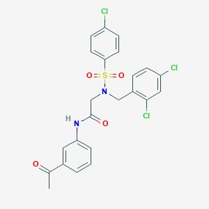 molecular formula C23H19Cl3N2O4S B297314 N-(3-acetylphenyl)-2-[[(4-chlorophenyl)sulfonyl](2,4-dichlorobenzyl)amino]acetamide 