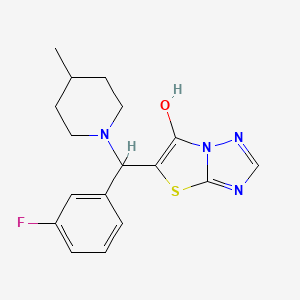 molecular formula C17H19FN4OS B2973140 5-((3-氟苯基)(4-甲基哌啶-1-基)甲基)噻唑并[3,2-b][1,2,4]三唑-6-醇 CAS No. 868219-90-3