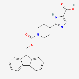 molecular formula C24H23N3O4 B2973141 2-(1-{[(9H-芴-9-基)甲氧羰基}哌啶-4-基)-1H-咪唑-4-羧酸 CAS No. 2172537-48-1