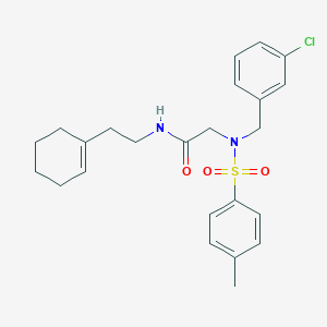 molecular formula C24H29ClN2O3S B297315 2-{(3-chlorobenzyl)[(4-methylphenyl)sulfonyl]amino}-N-(2-cyclohex-1-en-1-ylethyl)acetamide 