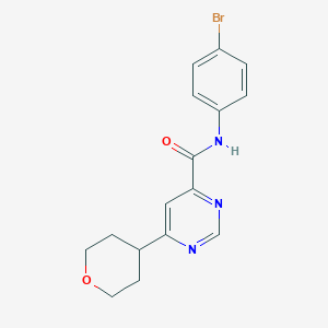 molecular formula C16H16BrN3O2 B2973165 N-(4-Bromophenyl)-6-(oxan-4-yl)pyrimidine-4-carboxamide CAS No. 2415565-69-2
