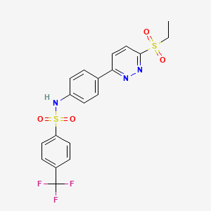 molecular formula C19H16F3N3O4S2 B2973168 N-(4-(6-(乙磺酰基)哒嗪-3-基)苯基)-4-(三氟甲基)苯磺酰胺 CAS No. 921864-97-3
