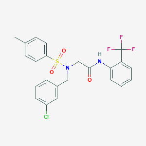 molecular formula C23H20ClF3N2O3S B297317 2-{(3-chlorobenzyl)[(4-methylphenyl)sulfonyl]amino}-N-[2-(trifluoromethyl)phenyl]acetamide 