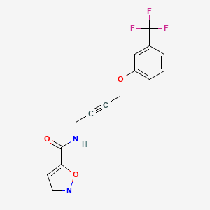 molecular formula C15H11F3N2O3 B2973171 N-(4-(3-(三氟甲基)苯氧基)丁-2-炔-1-基)异噁唑-5-甲酰胺 CAS No. 1428370-63-1