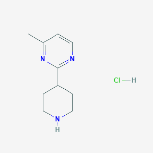molecular formula C10H16ClN3 B2973174 4-Methyl-2-(piperidin-4-yl)pyrimidine hydrochloride CAS No. 2137567-72-5