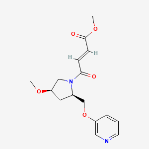 molecular formula C16H20N2O5 B2973177 Methyl (E)-4-[(2R,4R)-4-methoxy-2-(pyridin-3-yloxymethyl)pyrrolidin-1-yl]-4-oxobut-2-enoate CAS No. 2411180-88-4