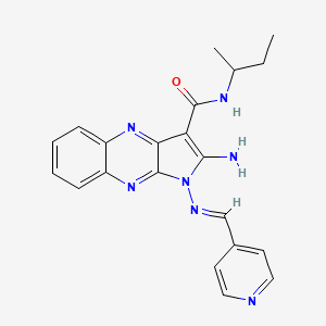 molecular formula C21H21N7O B2973180 (E)-2-amino-N-(sec-butyl)-1-((pyridin-4-ylmethylene)amino)-1H-pyrrolo[2,3-b]quinoxaline-3-carboxamide CAS No. 578736-48-8